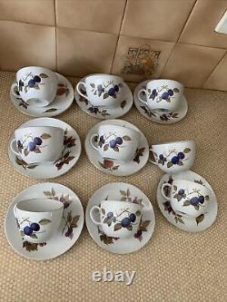 Royal Worcester Evesham Coffee Tea Cups Saucers 6 Large 3 Small See Description