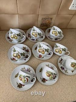 Royal Worcester Evesham Coffee Tea Cups Saucers 6 Large 3 Small See Description
