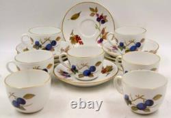 Royal Worcester Evesham Gold Cups & Saucers Set of 8 Made In England