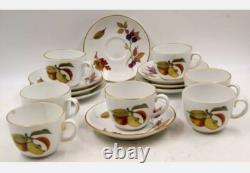 Royal Worcester Evesham Gold Cups & Saucers Set of 8 Made In England