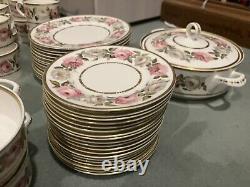 Royal Worcester Fine Bone China Floral Gold Trim Coffee Set Dinner Set