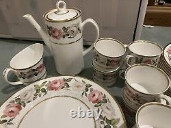 Royal Worcester Fine Bone China Floral Gold Trim Coffee Set Dinner Set