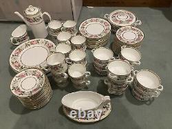 Royal Worcester Fine Bone China Floral Gold Trim Coffee Set Dinner Set