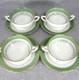Royal Worcester Green/gold Regency Cream Soup/bouillon Cups & Saucers