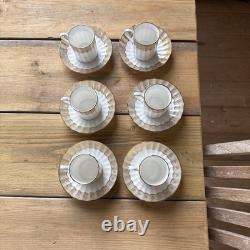 Royal Worcester Isabellla Fine Bone China Gold Coffee Cans and Saucers x 6