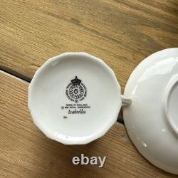 Royal Worcester Isabellla Fine Bone China Gold Coffee Cans and Saucers x 6