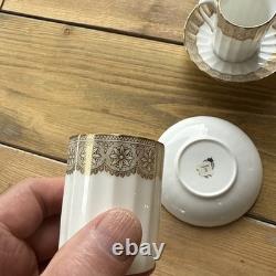 Royal Worcester Isabellla Fine Bone China Gold Coffee Cans and Saucers x 6