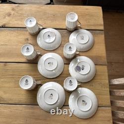 Royal Worcester Isabellla Fine Bone China Gold Coffee Cans and Saucers x 6