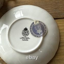 Royal Worcester Isabellla Fine Bone China Gold Coffee Cans and Saucers x 6