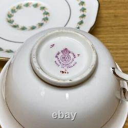 Royal Worcester LAREATH Aqua (8 Sets) Cups & Saucers withScalloped Gold Edge Trim