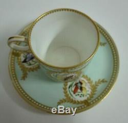 Royal Worcester Light Blue Gilded Colorful Butterflies Pattern Cup & Saucer 1878