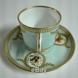 Royal Worcester Light Blue Gilded Colorful Butterflies Pattern Cup & Saucer 1878