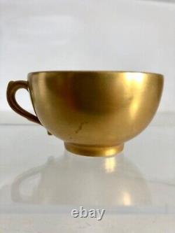 Royal Worcester Miniature Cup & Saucer 22ct Gold Hand Painted Signed 1918