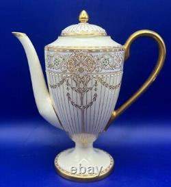 Royal Worcester Vintage Jewelled Gilded Coffee Set for 6, 1935