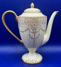 Royal Worcester Vintage Jewelled Gilded Coffee Set for 6, 1935