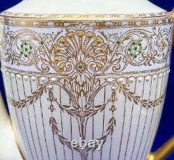 Royal Worcester Vintage Jewelled Gilded Coffee Set for 6, 1935