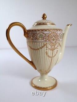 Royal Worcester Vintage Jewelled Gilded Coffee Set for 6, 1935