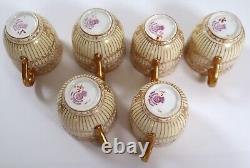 Royal Worcester Vintage Jewelled Gilded Coffee Set for 6, 1935