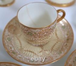 Royal Worcester Vintage Jewelled Gilded Coffee Set for 6, 1935