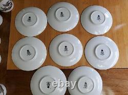 Royal Worcester gilded bone china 6 Demitasse cups & 8 Saucers Black Pheasant