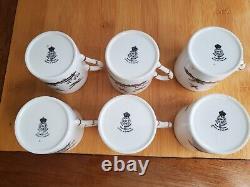 Royal Worcester gilded bone china 6 Demitasse cups & 8 Saucers Black Pheasant
