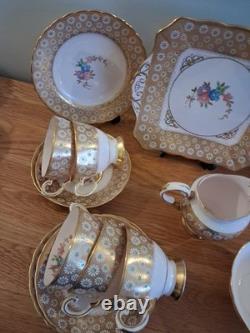 Royal tuscan tea set Floral with gilded edges