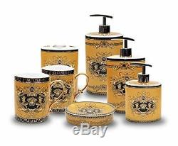 Royalty Porcelain 9-Piece Bath & Vanity Accessories Set, 24K Gold Plated