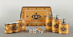 Royalty Porcelain 9-Piece Bath & Vanity Accessories Set, 24K Gold Plated
