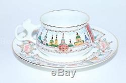 Russian Imperial Lomonosov Porcelain BONE Tea cup & saucer Moscow Gold-domed 22k