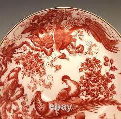 SET 2 ROYAL CROWN DERBY Porcelain RED AVES Birds Breakfast Cups & Saucers