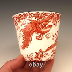 SET 2 ROYAL CROWN DERBY Porcelain RED AVES Birds Breakfast Cups & Saucers