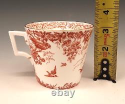 SET 2 ROYAL CROWN DERBY Porcelain RED AVES Birds Breakfast Cups & Saucers