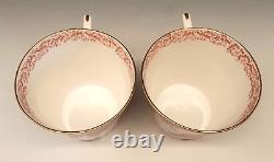 SET 2 ROYAL CROWN DERBY Porcelain RED AVES Birds Breakfast Cups & Saucers