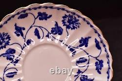 SET 4 SPODE Flat Cup & Saucer Set Colonel Blue Flowers (Gold) Trim Y6235 Teacup