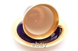 SET 4 Syracuse Queen Anne Old Ivory Cobalt Blue Gold Demitasse Cups & Saucers
