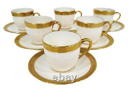 SET of 6 Vintage LENOX Gold Porcelain CUPS & SAUCERS for TIFFANY & Co Demi Plate