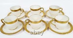 SET of 6 Vintage LENOX Gold Porcelain CUPS & SAUCERS for TIFFANY & Co Demi Plate