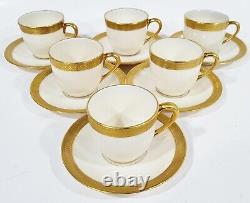 SET of 6 Vintage LENOX Gold Porcelain CUPS & SAUCERS for TIFFANY & Co Demi Plate