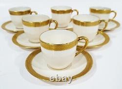 SET of 6 Vintage LENOX Gold Porcelain CUPS & SAUCERS for TIFFANY & Co Demi Plate