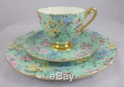 SHELLEY CHINA England MELODY CHINTZ TRIO Ripon Cup, Saucer & Plate GOLD TRIM