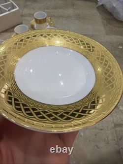 SIX NIB Vintage GNA Fine Porcelain Demitasse Cups & Saucers White/Gold Border