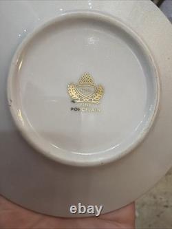 SIX NIB Vintage GNA Fine Porcelain Demitasse Cups & Saucers White/Gold Border