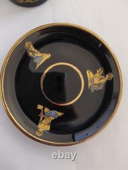 SK Handmade In Greece Gold 24k Turkish Coffee Cups & Saucers LOT OF 6