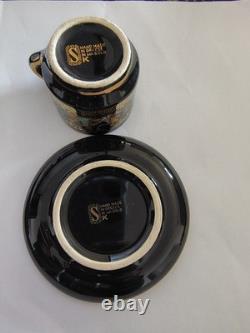 SK Handmade In Greece Gold 24k Turkish Coffee Cups & Saucers LOT OF 6