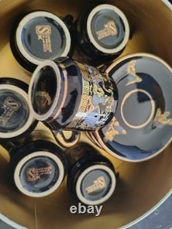 SK Handmade In Greece Gold 24k Turkish Coffee Cups & Saucers LOT OF 6