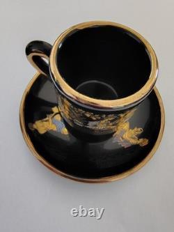 SK Handmade In Greece Gold 24k Turkish Coffee Cups & Saucers LOT OF 6