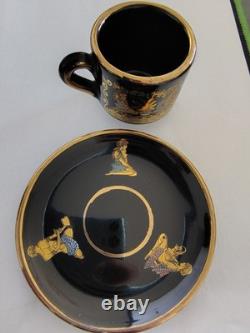 SK Handmade In Greece Gold 24k Turkish Coffee Cups & Saucers LOT OF 6
