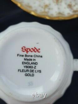SPODE FLEUR DE LYS GOLD Y8063 TRIOS OF TEA CUPS, SAUCERS & SIDE PLATES x 6