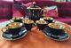 Stavangerflint Norway. Rare Black And Gold Tea Or Coffee Set. 12 Pieces