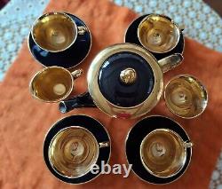 STAVANGERFLINT NORWAY. Rare Black and Gold Tea or Coffee Set. 12 pieces